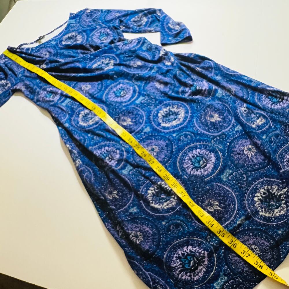 Talbots Paisley Print Side Ruched Three Quarter Sleeve Dress Size Medium Petite - Picture 6 of 7
